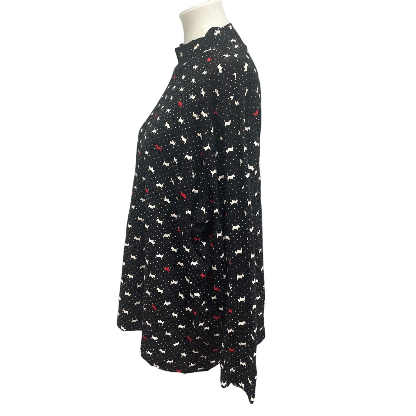 Croft & Barrow Womens Plus Size 3X Long Sleeve Scottie Dog Mock Turtleneck Top