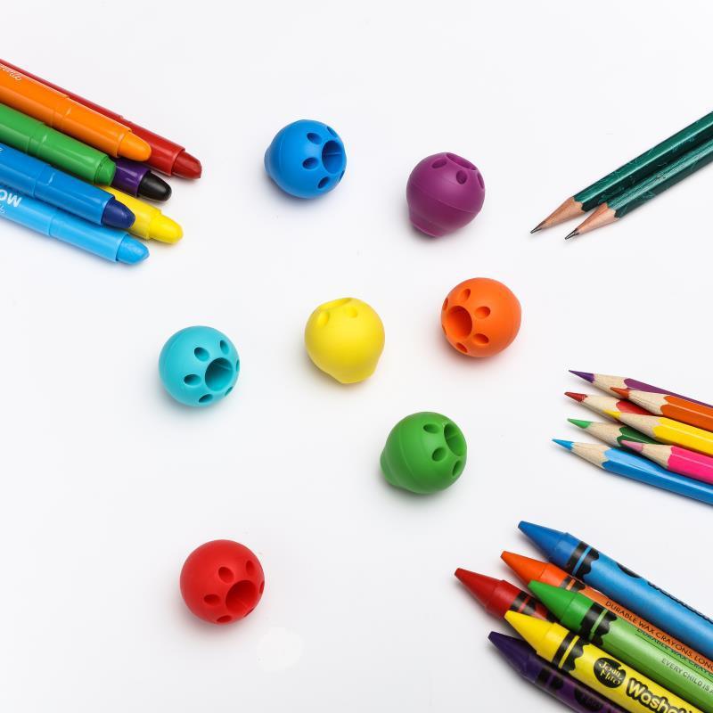 1-3pcs Ball Silicone Pen Children's Writing Practice Auxiliary Grip Corrector Pencil Cover Office Supplies Random Colors Ergonomic Pen Grips For Kids Adults Left Handed And Right Handed