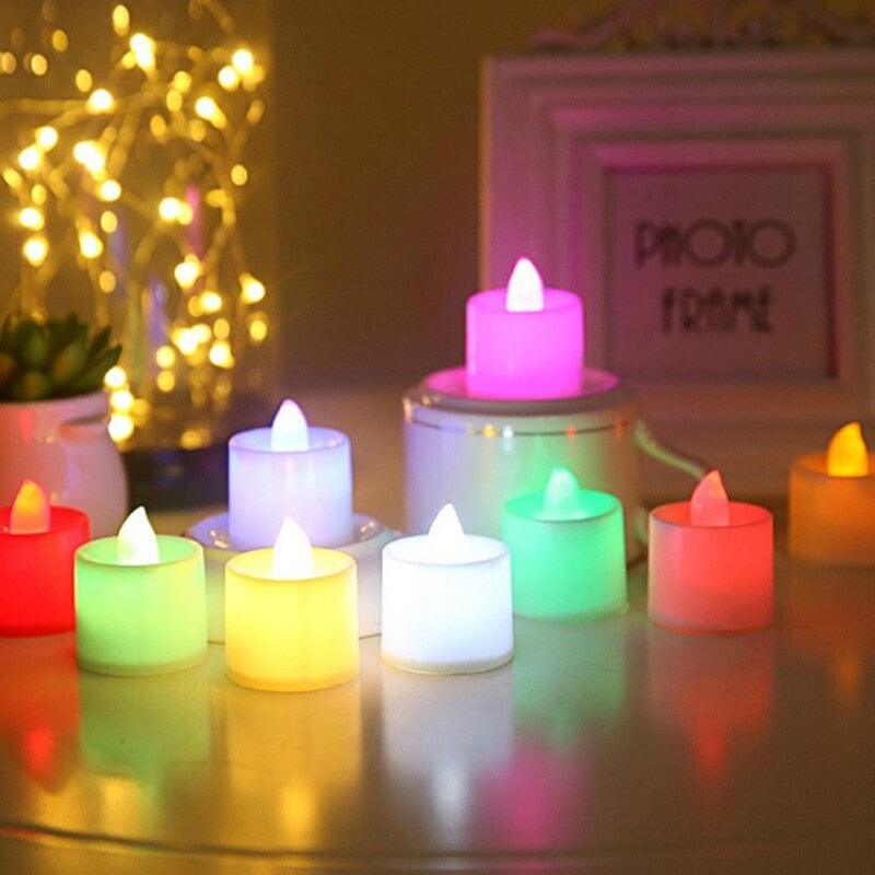 1 PC Creative LED Candle Fake Candles with Moving Flame Outdoor Flickering Flameless Electric Candle Light Multicolor Lamp Simulation Color Flame Tea Light Home Wedding Birthday Decoration