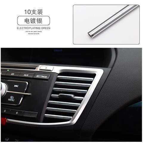 10pcs 20cm Car Styling Moulding Air Outlet Trim Strip Auto Air Vent Grilles Rim Trim Cars Decoration Exterior Decoration Strips Chrome Accessories Car Interior Moulding Strip Car Air Outlet Decoration Strip Flexible Insert Strips for Auto Vent Styling