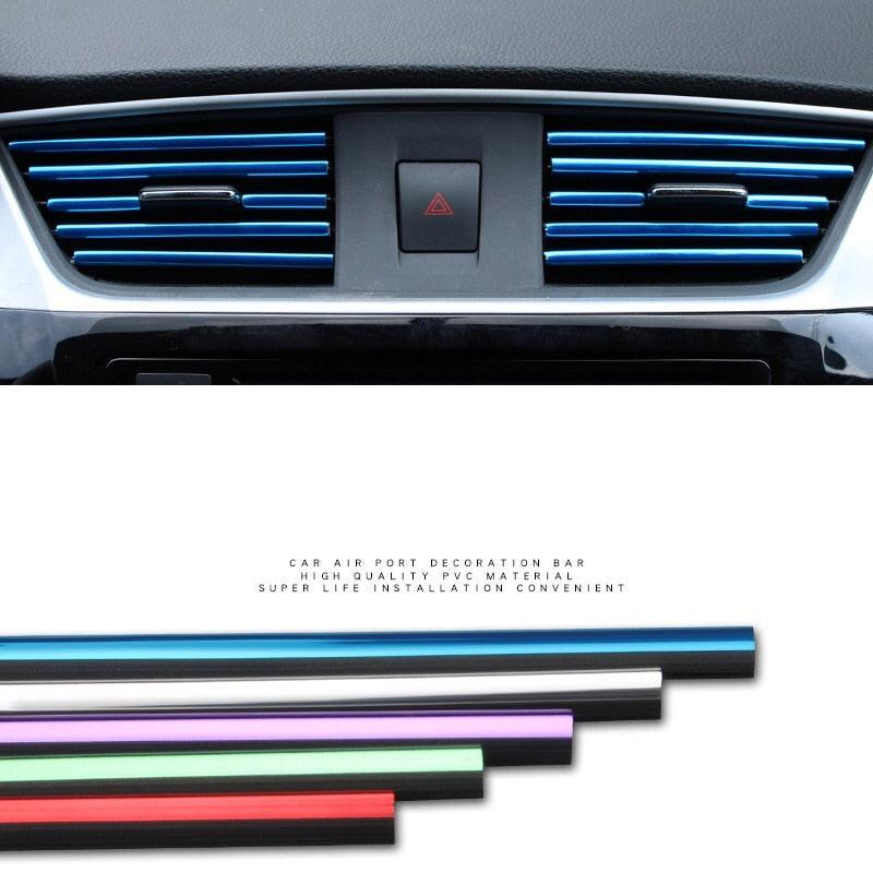 10pcs 20cm Car Styling Moulding Air Outlet Trim Strip Auto Air Vent Grilles Rim Trim Cars Decoration Exterior Decoration Strips Chrome Accessories Car Interior Moulding Strip Car Air Outlet Decoration Strip Flexible Insert Strips for Auto Vent Styling