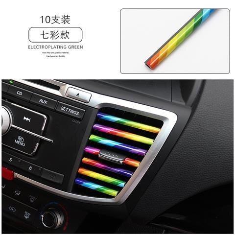 10pcs 20cm Car Styling Moulding Air Outlet Trim Strip Auto Air Vent Grilles Rim Trim Cars Decoration Exterior Decoration Strips Chrome Accessories Car Interior Moulding Strip Car Air Outlet Decoration Strip Flexible Insert Strips for Auto Vent Styling