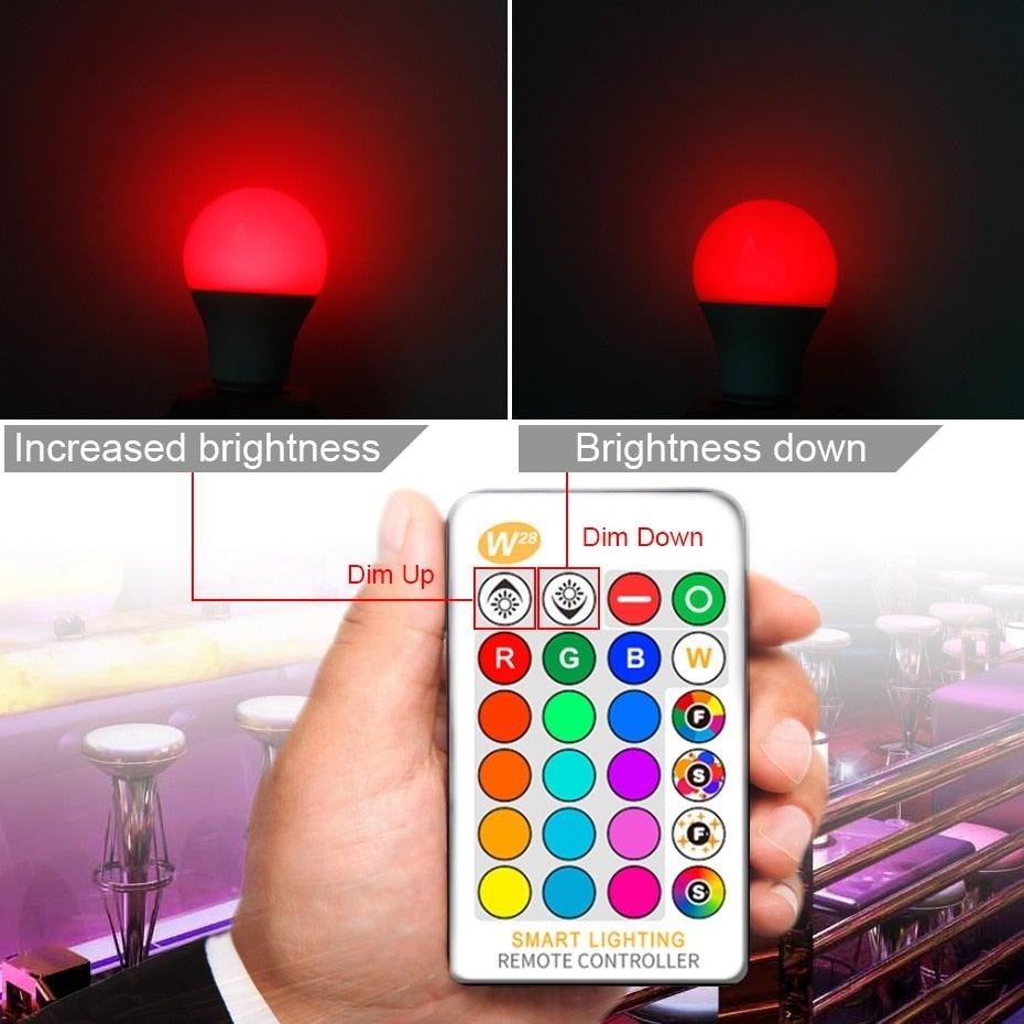 110V 220V E27 RGB LED Bulb Lights 5W 10W 15W RGB Lampada Changeable Colorful RGBW LED Lamp With IR Remote Control+Memory Mode RGB LED Light Bulbs, 10W LED Color Changing Light Bulb with Remote Control