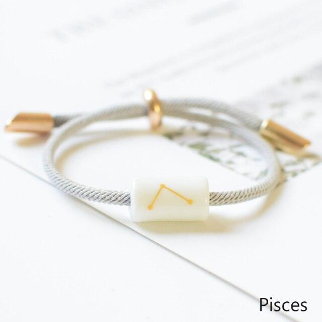12 Zodiac Bracelet Charm Jewelry Adjustable Braided Rope Couple Bracelets Handmade Navy String Bracelet With Metal Knot Men Women Braided Bracelets Gifts
