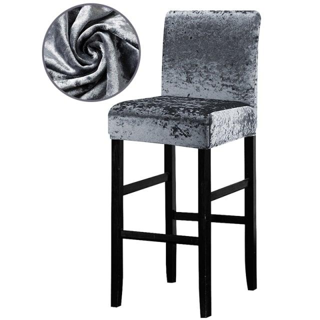 13 Solid Colors Shiny Velvet Fabric Small Size Chair Cover Seat Covers For Bar Stool Chairs Slipcover Home Hotel Decoration Velvet Stretch Dining Room Chair Covers Soft Removable Dining Chair Slipcovers