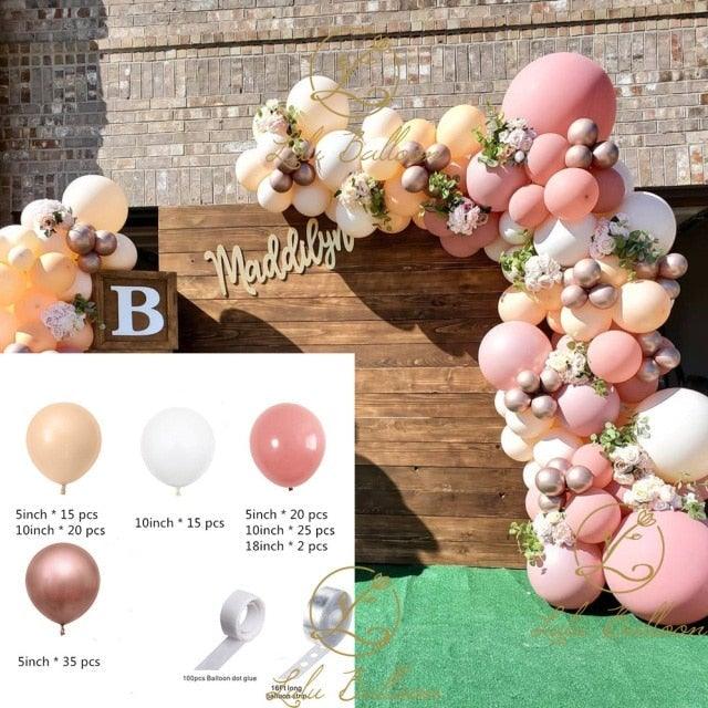 134/140 pcs White Beige And Vintage Pink Arch Garland Balloon Kit For Party Wedding Birthday Baby Shower Bridal Shower Office Parties Wedding Birthday Party Ballons Decoration