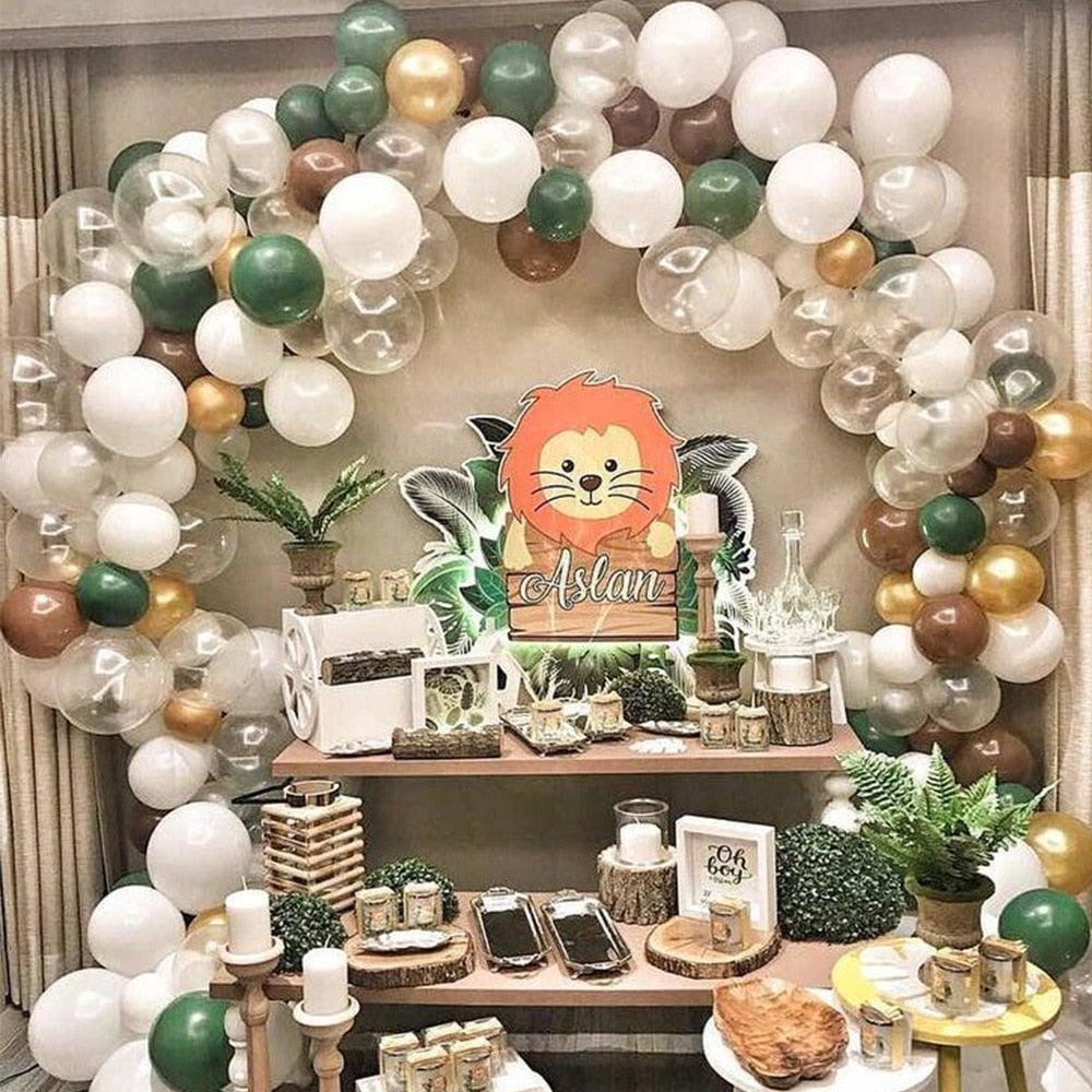 142 pcs Vintage Green And White Gold Balloon Garland Kit As Backdrop For Birthday Baby Bridal Shower Party Decorations Girl and Boy Universal Multicolor Ballons