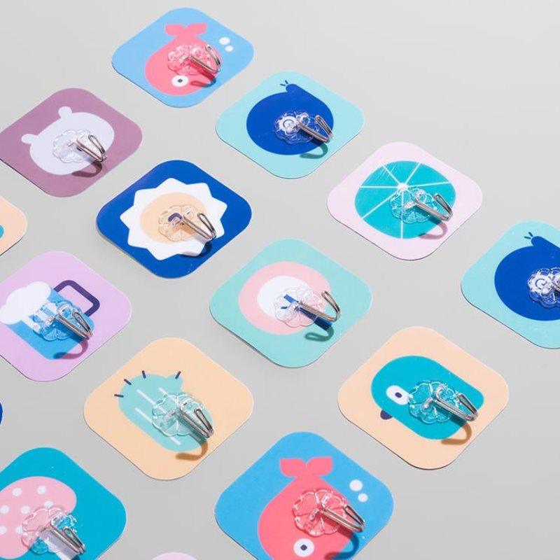 1/5PCS Cartoon Colorful Strong Invisible Anti-skid Hooks Strong Adhesive Door Wall Hangers Kitchen Bathroom Accessories Adhesive Stronger Wall Hook for Kitchen Hanging Wall Hooks for Bathroom