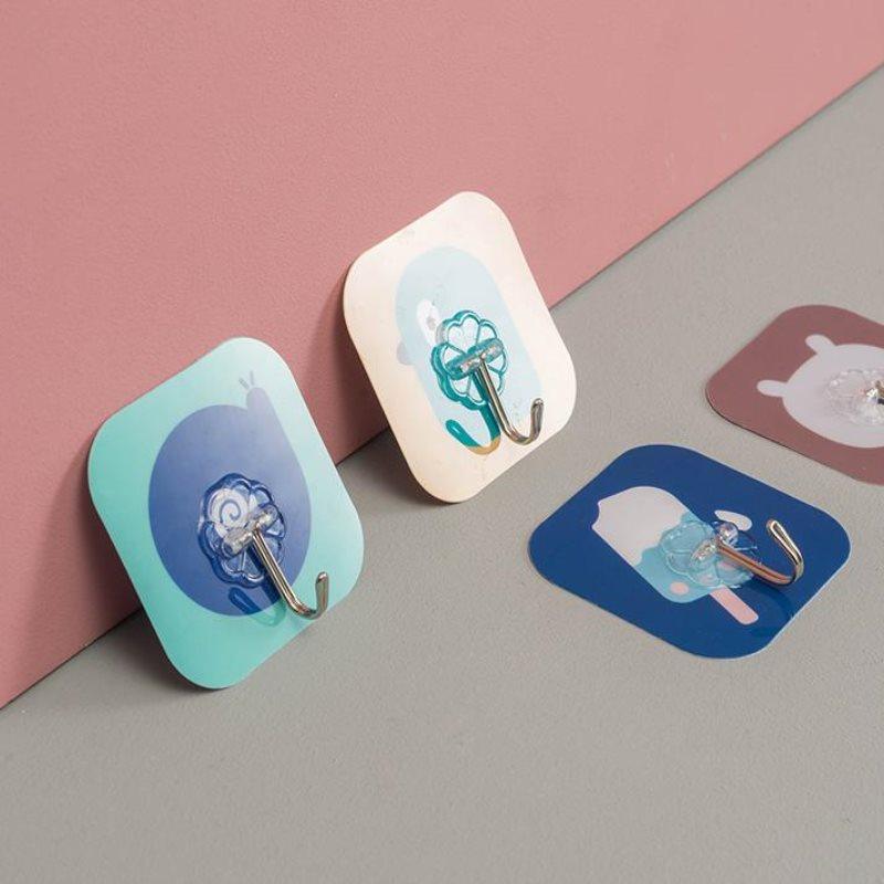 1/5PCS Cartoon Colorful Strong Invisible Anti-skid Hooks Strong Adhesive Door Wall Hangers Kitchen Bathroom Accessories Adhesive Stronger Wall Hook for Kitchen Hanging Wall Hooks for Bathroom