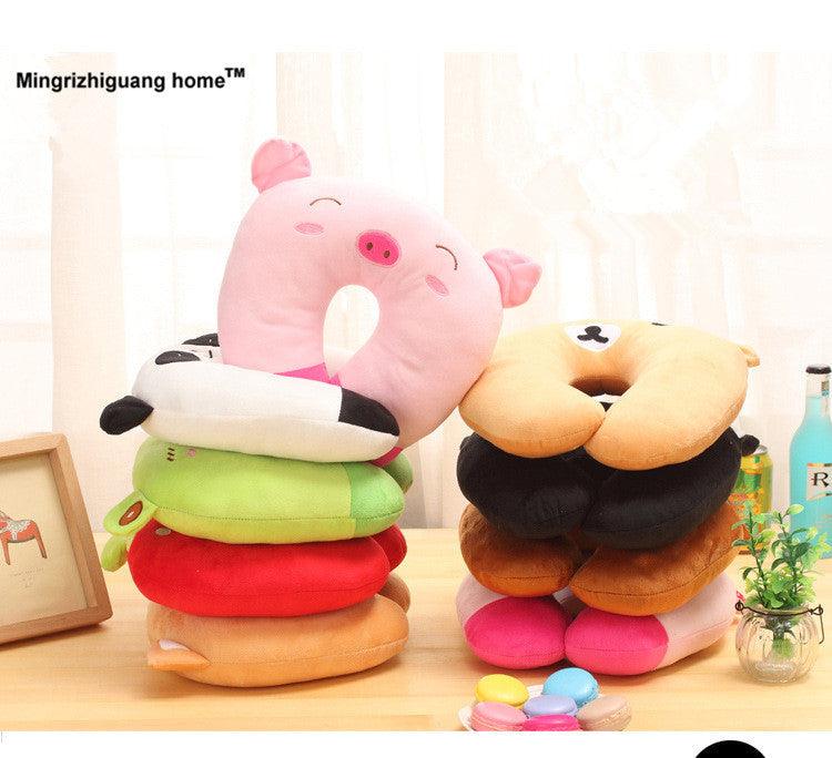 1PC Multi-Color Cartoon U Shaped Neck Pillow Comfortable Travel Pillow Inflatable Pillow Neck Pillow Lightweight Soft Pillows Comfortable Multi-Color Cartoon U Shaped Neck Travel Pillow U Shaped Car Pillow For Office Travel Airplane