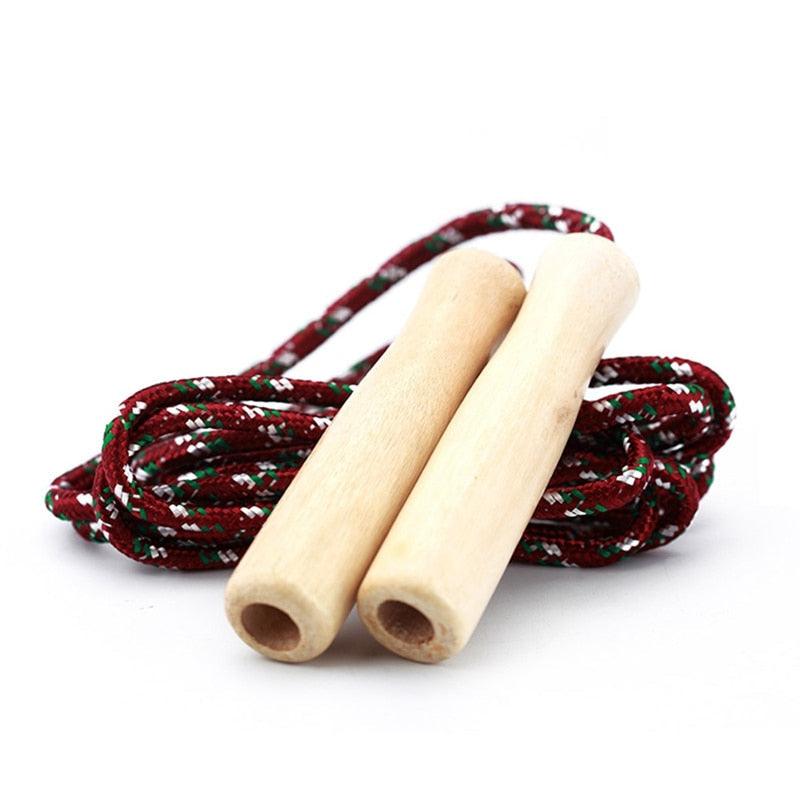 1PC Random Color Sports Skipping Rope Practice Speed Jump Wood Grip Handle Children Kid Fitness Training Classic Wooden Handles Outdoor Fun Activity Great Party Favor Exercise Activity For Kids