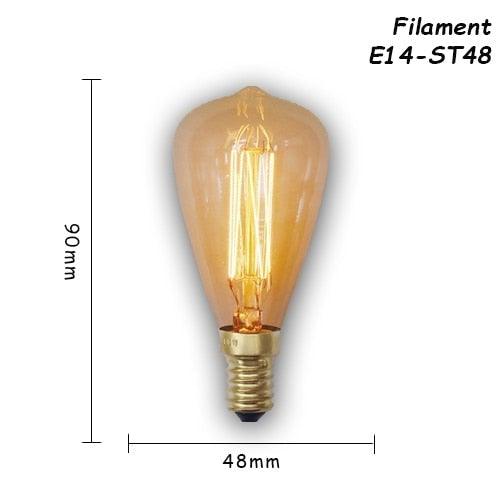 1pc Retro Lamp Edison Bulb Incandescent Living Room Decoration Vintage Lamp Filament Dimmable Amber Glass Antique Filament Light Bulbs