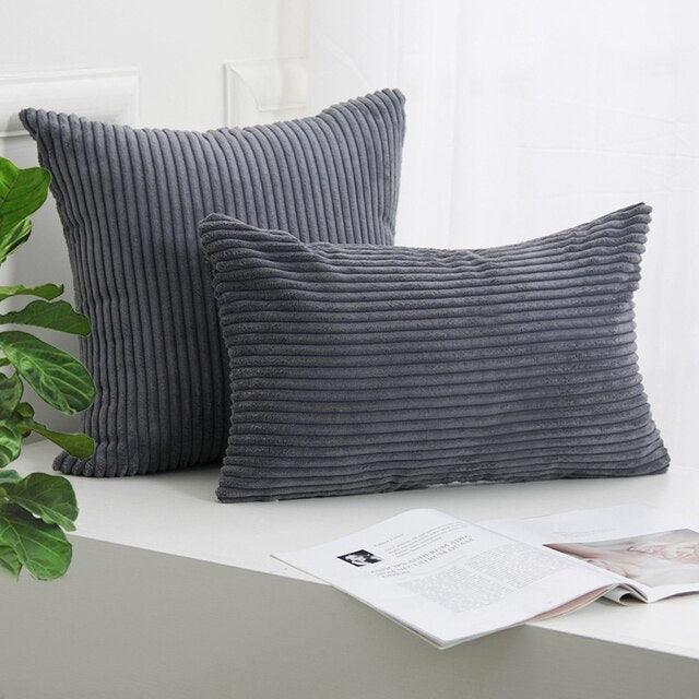 1Pcs Beautiful Color Corduroy Pillow Case Decorative Sofa Cushion Cover Solid Color Corduroy Cushion Cover With Stripe Pattern Home Decor Charming 21 Colors