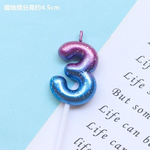 1pcs Starry Sky Candles Birthday Cake Decoration Gradient Party Cake Decor Candles Happy Birthday Number Candles for Cake Topper Decoration for Party