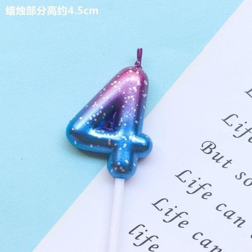 1pcs Starry Sky Candles Birthday Cake Decoration Gradient Party Cake Decor Candles Happy Birthday Number Candles for Cake Topper Decoration for Party