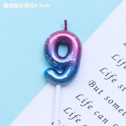 1pcs Starry Sky Candles Birthday Cake Decoration Gradient Party Cake Decor Candles Happy Birthday Number Candles for Cake Topper Decoration for Party