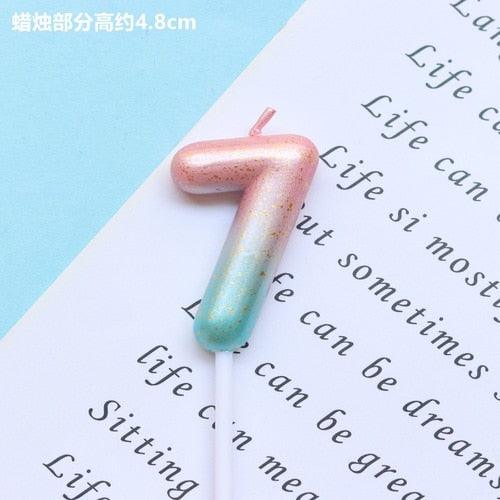 1pcs Starry Sky Candles Birthday Cake Decoration Gradient Party Cake Decor Candles Happy Birthday Number Candles for Cake Topper Decoration for Party