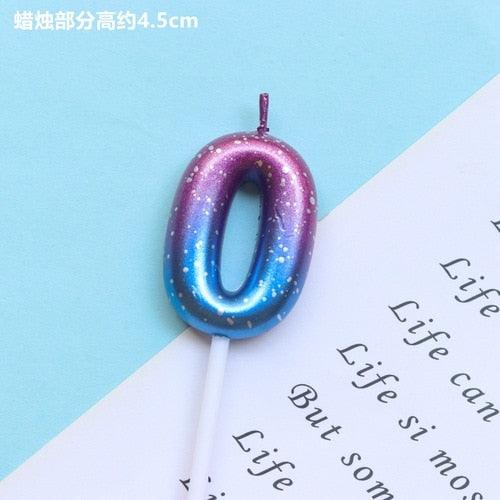 1pcs Starry Sky Candles Birthday Cake Decoration Gradient Party Cake Decor Candles Happy Birthday Number Candles for Cake Topper Decoration for Party