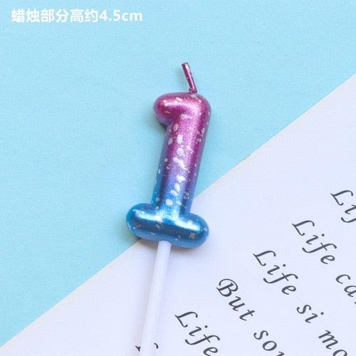 1pcs Starry Sky Candles Birthday Cake Decoration Gradient Party Cake Decor Candles Happy Birthday Number Candles for Cake Topper Decoration for Party