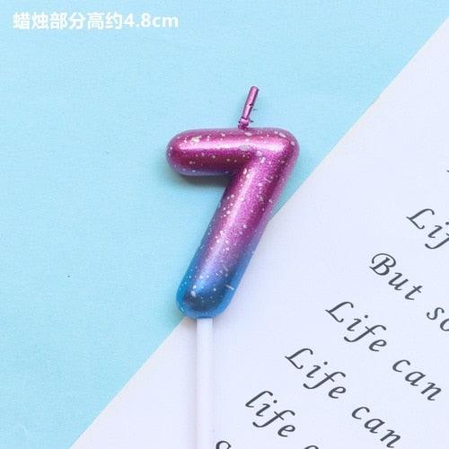 1pcs Starry Sky Candles Birthday Cake Decoration Gradient Party Cake Decor Candles Happy Birthday Number Candles for Cake Topper Decoration for Party