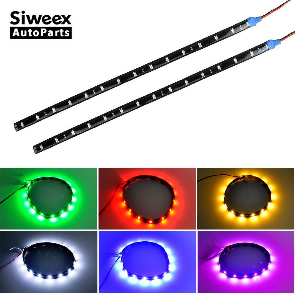 2 Pcs LED Strip Light Kit Blue Auto Interior Car Styling Lights LED Strip Waterproof Flexible Motorcycle Bicycle Decorative Lamps Waterproof LED Strip light For Car Interior  & Exterior Decoration