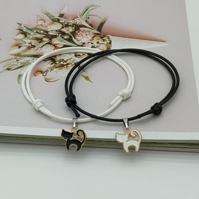 2 pcs Set Couple Trendy Bracelet For Friend Lock Key Design Black Color Rope Couple Bracelets For Women Men Attraction Matching Bracelet Gifts For Boyfriend Girlfriend Best Friend Eternal Love Charms Adjustable Jewelry