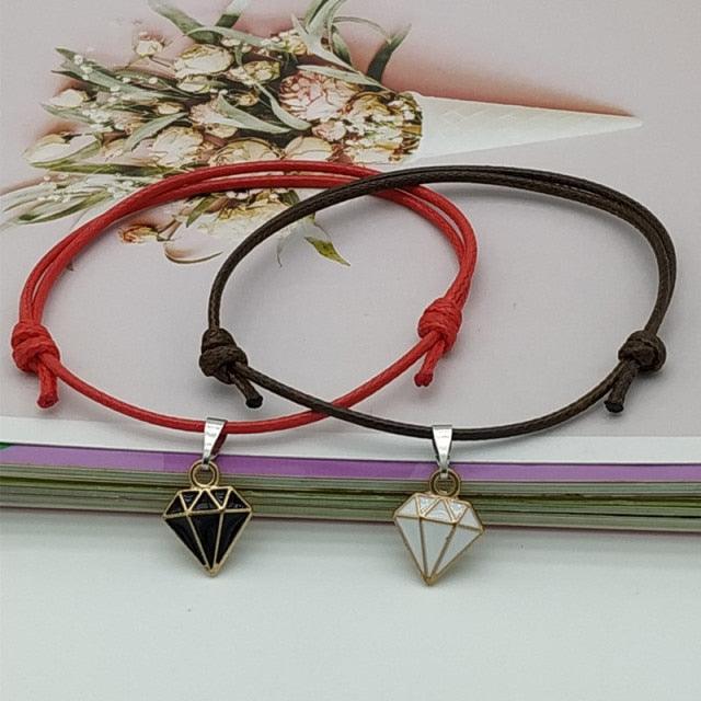 2 pcs Set Couple Trendy Bracelet For Friend Lock Key Design Black Color Rope Couple Bracelets For Women Men Attraction Matching Bracelet Gifts For Boyfriend Girlfriend Best Friend Eternal Love Charms Adjustable Jewelry