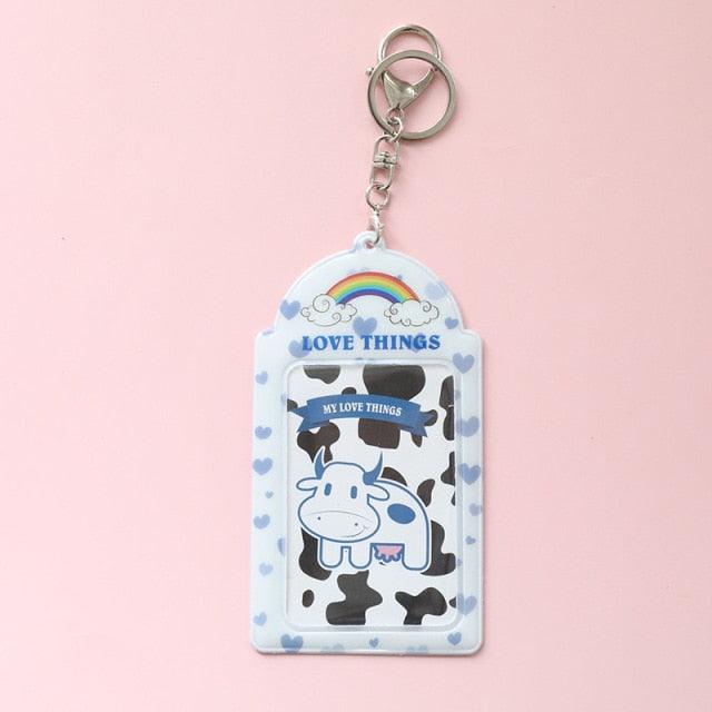 2 Pockets Colorful Photo Card Holder Pockets for Mini Photo Sticker & Name Card 3 Inch 6.35 x 9cm Photos with Key Chain Album Gifts For Valentines Day