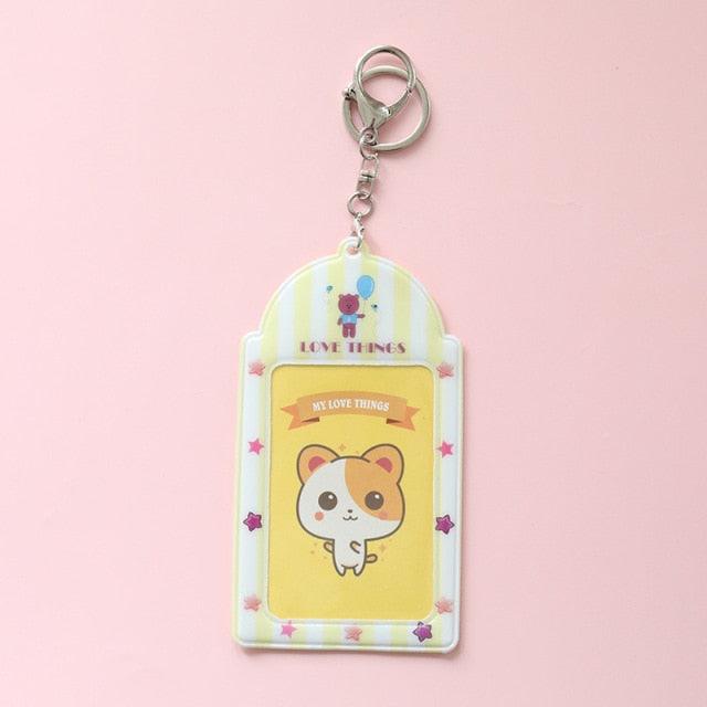 2 Pockets Colorful Photo Card Holder Pockets for Mini Photo Sticker & Name Card 3 Inch 6.35 x 9cm Photos with Key Chain Album Gifts For Valentines Day