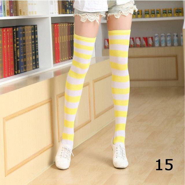 22 Colors Sweet Cute Girls Over Knee Long Printed Thigh High Cotton Socks Plus Size Over knee Socks for Women