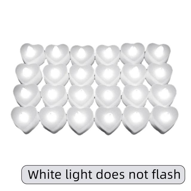 24pcs LED Candle Multicolor Color Lamp Flame Tea Light Heart-Shaped Rocking Tea Candles For Wedding Birthday Party Decoration Multi Color Changing Votive Flameless Candles With Remote And Timer Battery Operated Led Tea Light Candles