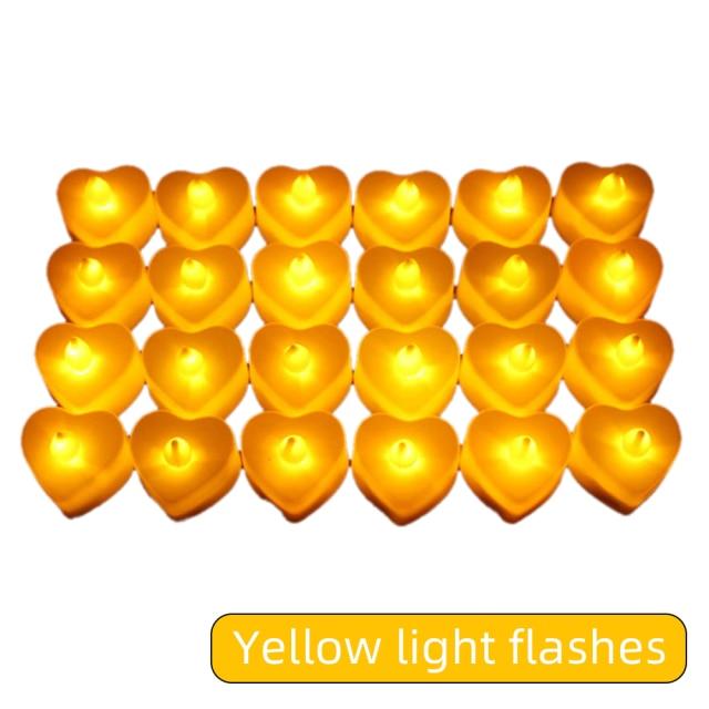 24pcs LED Candle Multicolor Color Lamp Flame Tea Light Heart-Shaped Rocking Tea Candles For Wedding Birthday Party Decoration Multi Color Changing Votive Flameless Candles With Remote And Timer Battery Operated Led Tea Light Candles