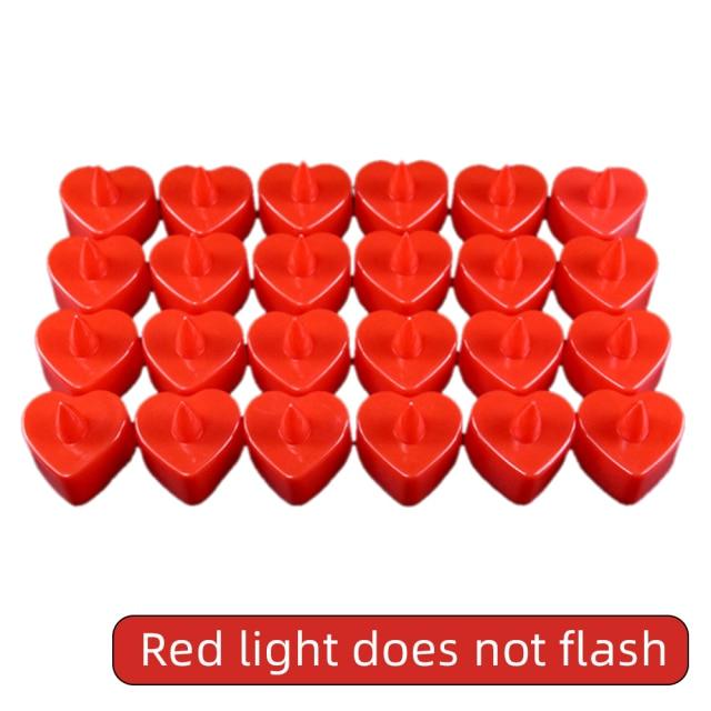 24pcs LED Candle Multicolor Color Lamp Flame Tea Light Heart-Shaped Rocking Tea Candles For Wedding Birthday Party Decoration Multi Color Changing Votive Flameless Candles With Remote And Timer Battery Operated Led Tea Light Candles