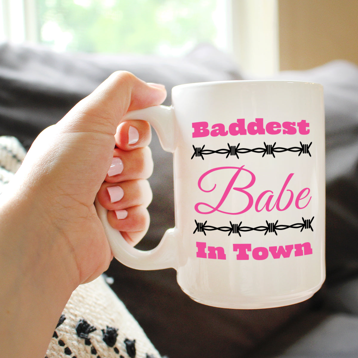 Baddest Babe Coffee Mug Gifts for Women with Attitude White Ceramic Coffee Cup