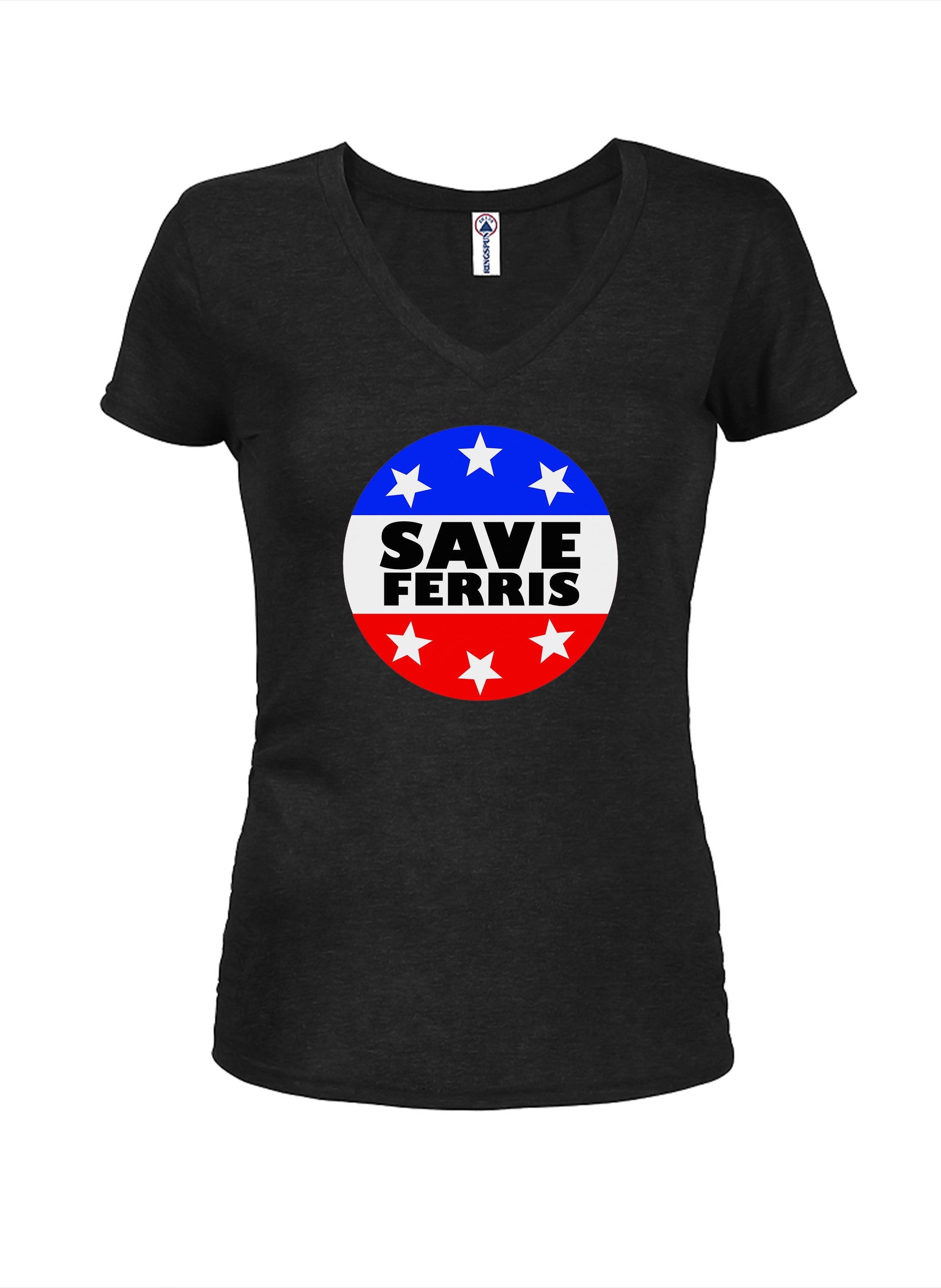 Save Ferris Badge Juniors V Neck T-Shirt