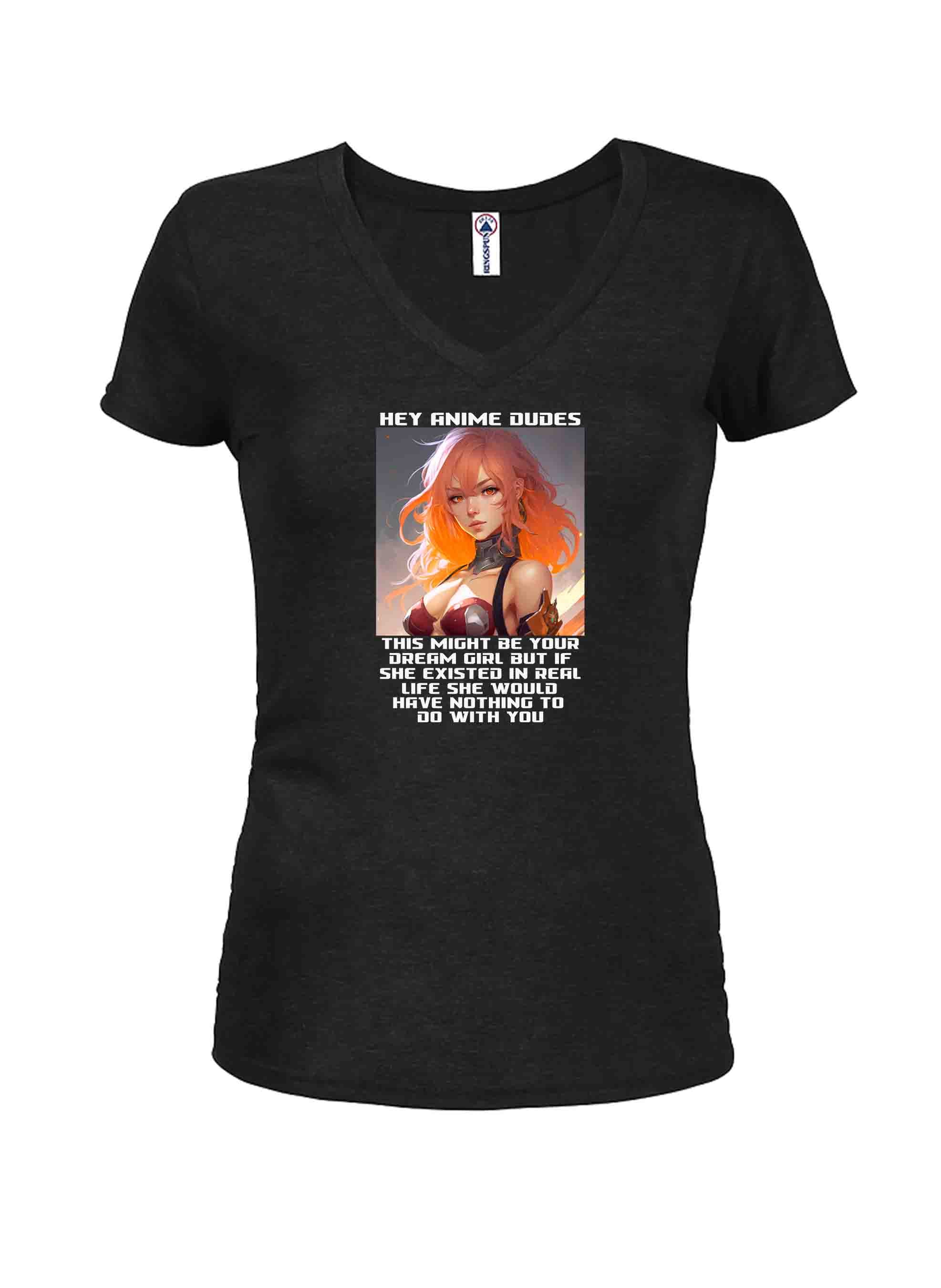 Anime - Hey Anime Dudes Juniors V Neck T-Shirt