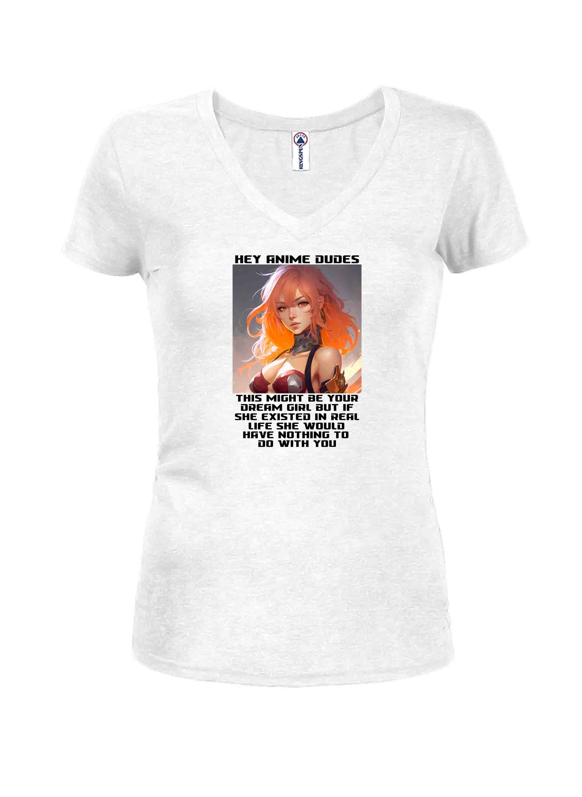 Anime - Hey Anime Dudes Juniors V Neck T-Shirt