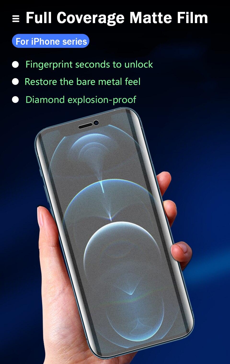 3pcs For Iphone 11 12 13 Pro Max Mini Matte Film Frosted Screen Protectors For iPhone X Xr Xs Max 6 6s 7 8 Plus Se 2020 Anti Spy Tempered Glass Protector For iPhone