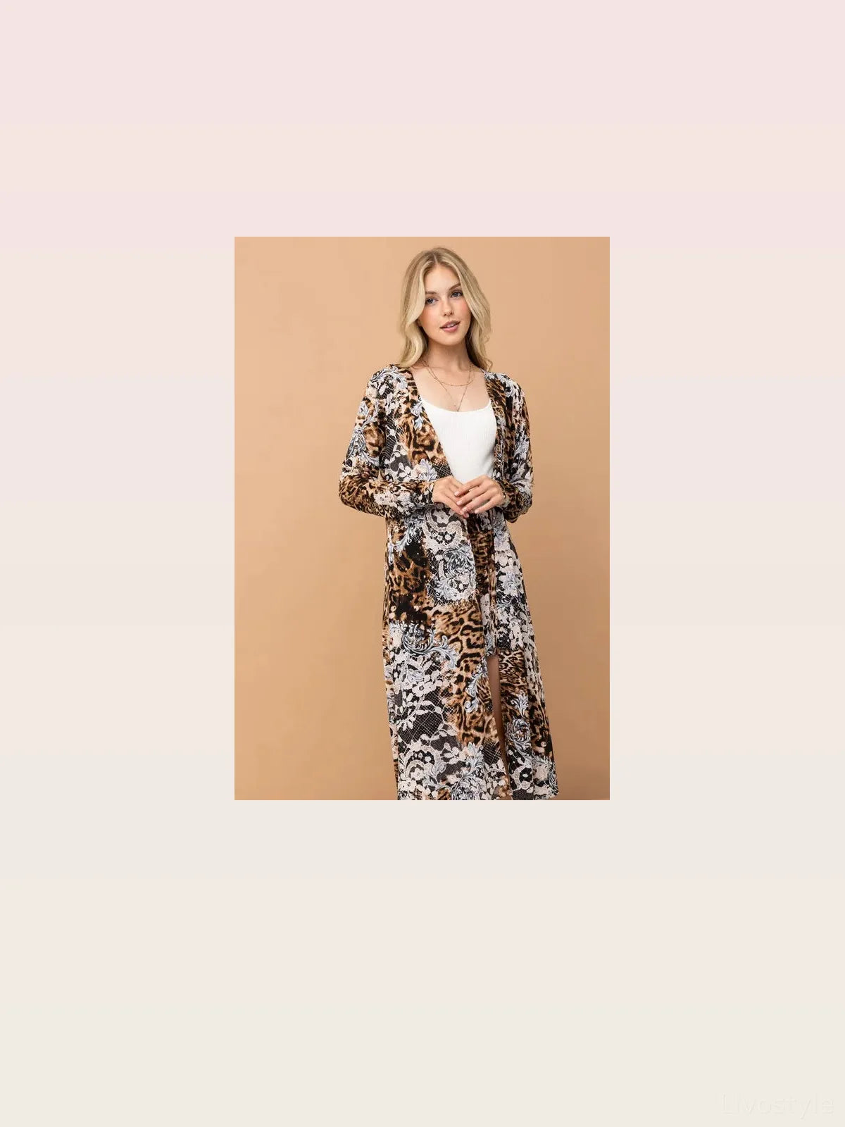 Animal Print Kimono and Shorts Set