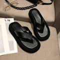 Black White Thick Bottom Flip Flops Women Famous Design Clip Toe Slippers Platform Slides Beach Comfort Thong Style Flip Flops Sandals For Women With Arch Support For Comfortable Walk