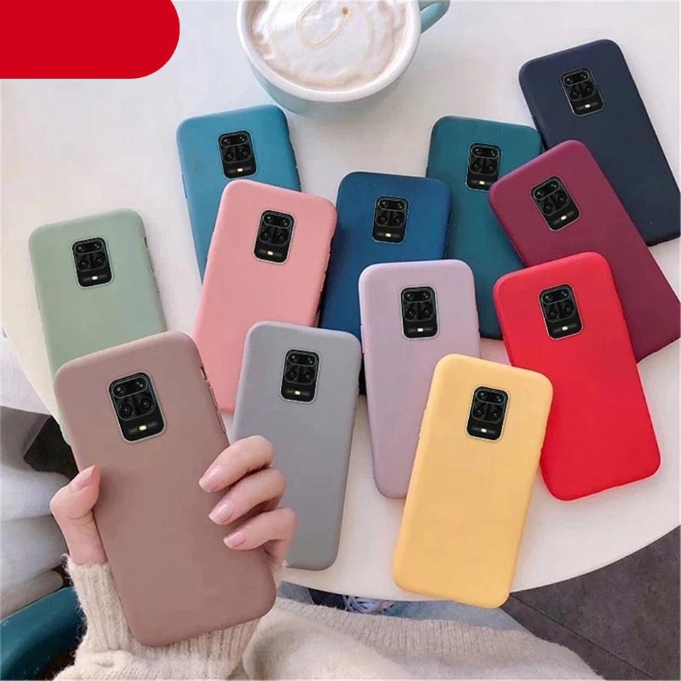 Candy Color Silicone Phone Case for Xiaomi Redmi Note 10 10S 9S 9 Pro Max 8 7 Plus Matte Soft Cover for Redmi 10X 9A 8A 7A Silicone Protective Mobile Phone Case Outdoor Protective Case Slim Phone Protection