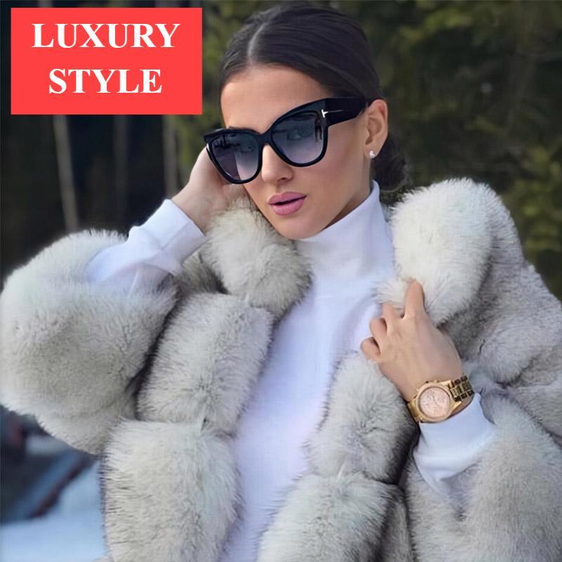 2021 New Brand Elegant Vintage Retro Luxury Woman and Lady  Sunglasses In Luxury Designer Cat Eye Oversized Style Sunglasses In UV400 Protection