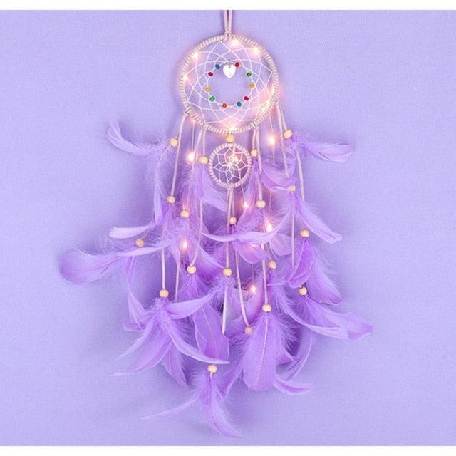 Dream Catcher Led Handmade Dream-catcher Traditional Feather Hanging Home Wall Decoration  Night Dream Catchers  Decor Ornament Wall Hanging Wind Chimes For Home Room Decoration