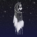 Dream Catcher Wall Decor with White Feathers Indian Style Dream-catcher Moon Handmade Wind Chimes Wall Ornament Girls Room Decoration Feather Dream Catcher For Kids Women Wedding Bohemian Wall Decor