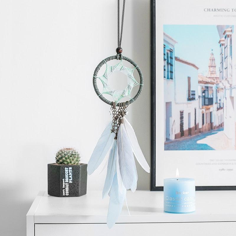 Mini 38cm Dream Catchers Hanging Room Decoration Indian Style Feathers Pendants Bag Key Chains Wind Chimes  Wall Decor Native American Handmade For Bedroom Car & Wall Hanging Decoration Ornaments Dream Catchers For Girls Boys Room