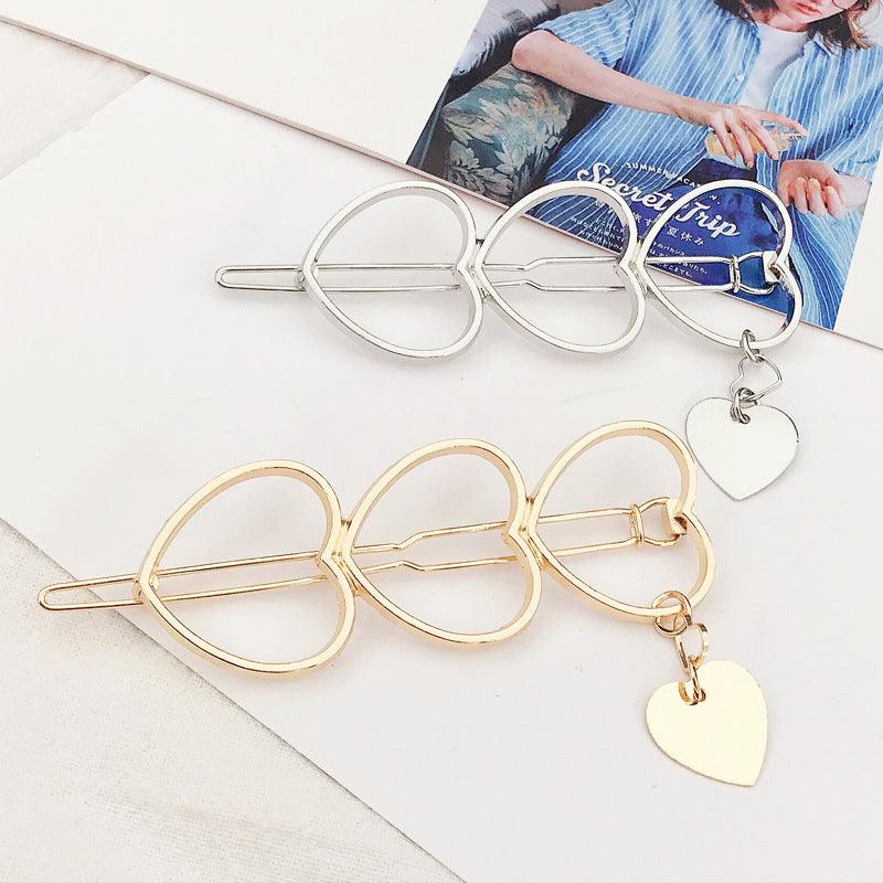 New Fashion Girl Love Five-pointed Star Alloy Clip Bangs Clip Adult Simple Hollow Crystal Hairpin Hair Clip Metal Alloy Barrettes Hair Accessories for Party Wedding