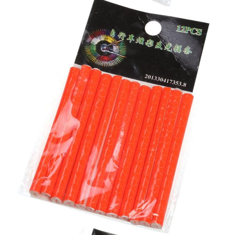 12 Pieces Bicycle Mountain Bike Riding Wheel Rim Spoke Mount Clip Tube Warning Light Strip Reflector Sets Bicycle Spoke Skins Wraps Bicycle Wheel Spoke Reflector Reflective Kids Road Mountain Bike Colorful Wheel Decoration