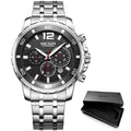 Luxury Men's Gold Business Watches Quartz Analogue Wristwatch Stainless Steel Waterproof Luminous Watch