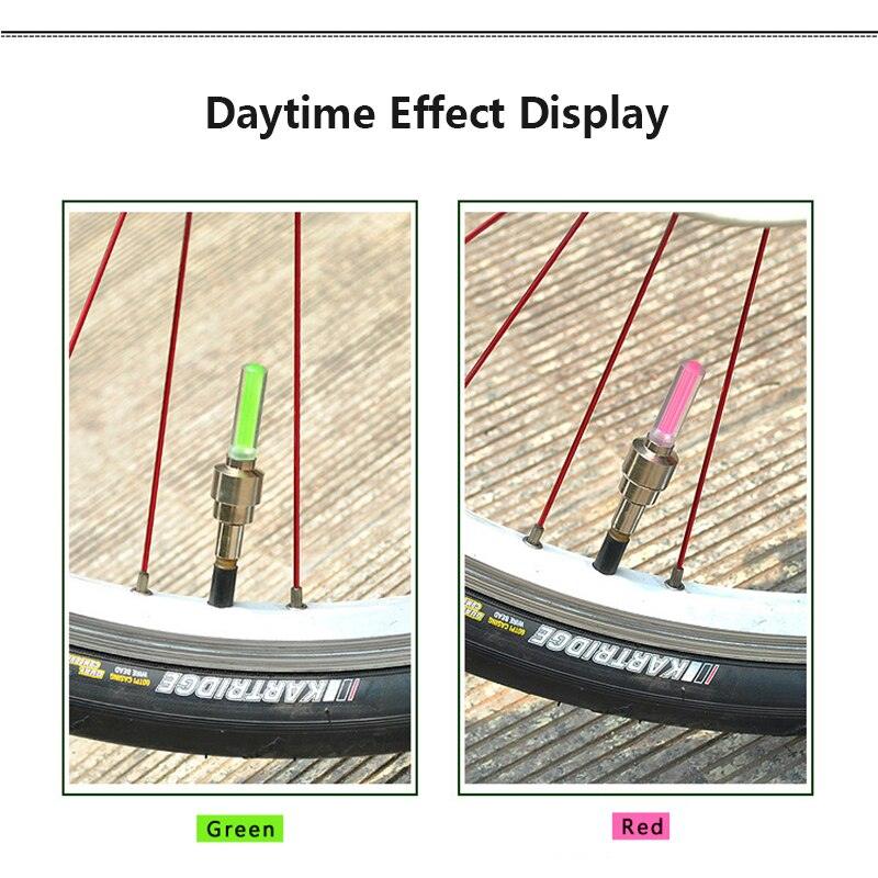 2PC Wheel LED Light Bike Light Tire Valve Cap Decorative Tire Flash Spoke Neon Lamp Bicycle Light Colorful Wheel Light For Mountain City Foldable Bike Front And Rear Wheel Wheel Light Tire