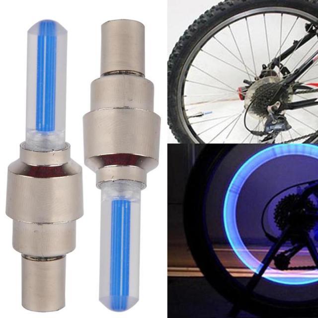 2PC Wheel LED Light Bike Light Tire Valve Cap Decorative Tire Flash Spoke Neon Lamp Bicycle Light Colorful Wheel Light For Mountain City Foldable Bike Front And Rear Wheel Wheel Light Tire